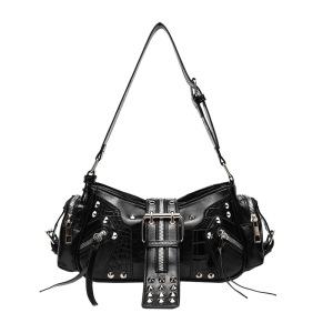 Sac À Bandoulière En Pu Pour Femme, Série Luxueuse, Rivets Punk, 1 Pièce h5 Image5