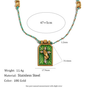 Collier Pendentif Sophistiqué Pour Femme, En Acier Inoxydable Étanche, Couleur Or, Orné D'Un Motif De Tarot (1 Pièce) h5 Image2