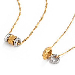 Collier Pendentif Femme Simple En Acier Inoxydable Étanche, Couleur Or Et Argent, 1 Pièce h5 Image6