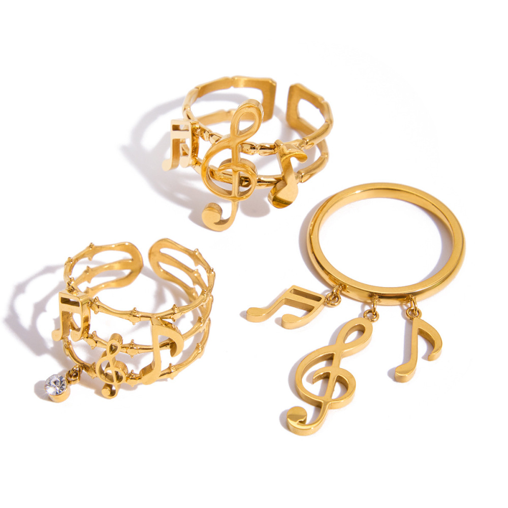 Bague Élégante Et Raffinée En Acier Inoxydable Doré, 1 Pièce, Collection Exquise. h5Image8