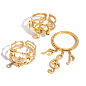 Bague Élégante Et Raffinée En Acier Inoxydable Doré, 1 Pièce, Collection Exquise. h5 Image8