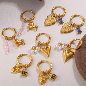 1 Paire De Boucles D'Oreilles Pendantes En Acier Inoxydable Étanche Couleur Or À Faire Soi-Même h5 Image3