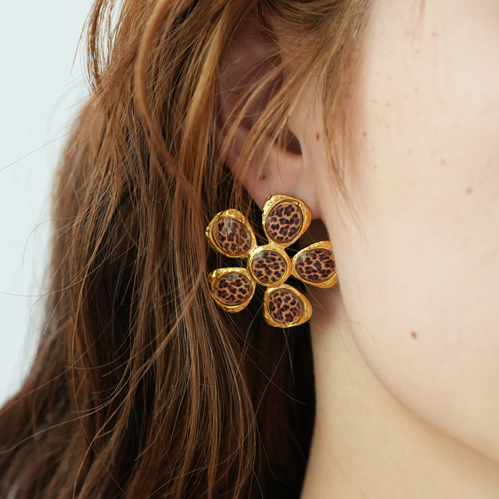1 Paire De Boucles D'Oreilles À Tige En Acier Inoxydable Couleur Or Pour Femme, Série Simple, Motif Fleur Naturelle Image7