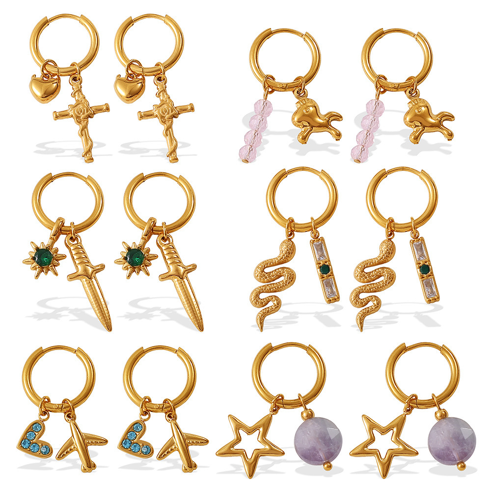 1 Paire De Boucles D'Oreilles Pendantes En Acier Inoxydable Étanche Couleur Or À Faire Soi-Même Image4