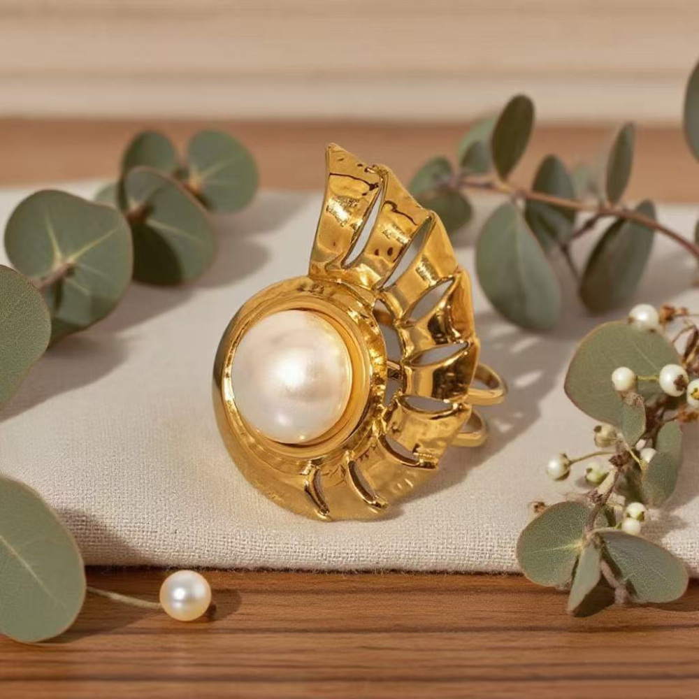 Bague Tendance En Acier Inoxydable Imperméable, Collection Simple Series, Motif Tortue Naturelle. h5Image6