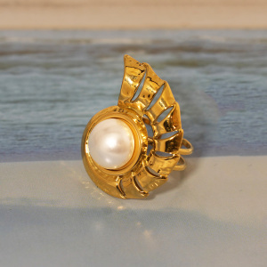 Bague Tendance En Acier Inoxydable Imperméable, Collection Simple Series, Motif Tortue Naturelle. h5 Image5