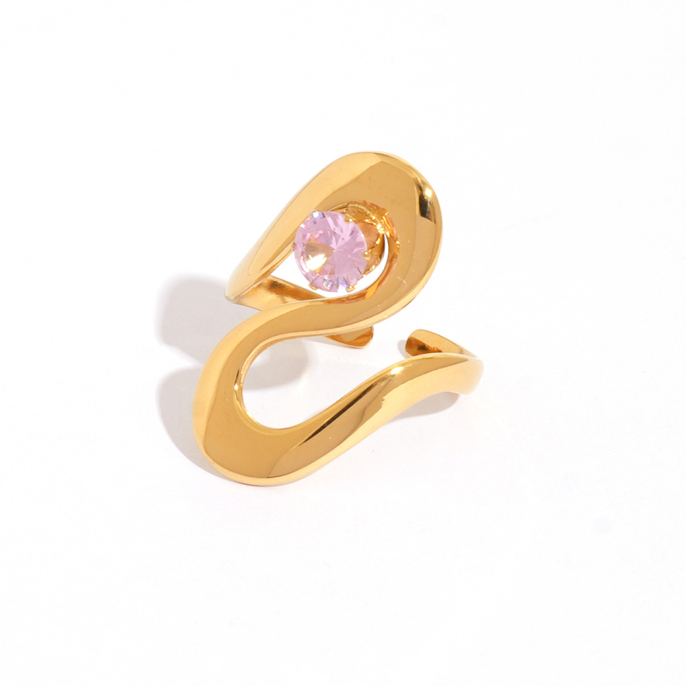 Bague Femme Élégante Et Luxueuse, En Acier Inoxydable, Forme Irrégulière, Ornée De Zircon Et Légèrement Légère.