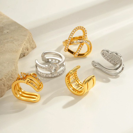 1 pièce de manchettes d'oreilles en cuivre doré et zircon 2