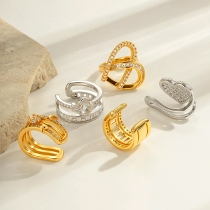 1 Pièce De Manchettes D'Oreilles En Cuivre Doré Et Zircon h5 Image3