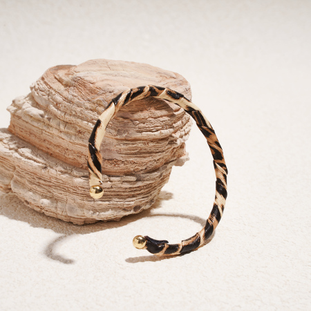 Bracelet manchette en alliage de cuir léopard rétro 1 pièce