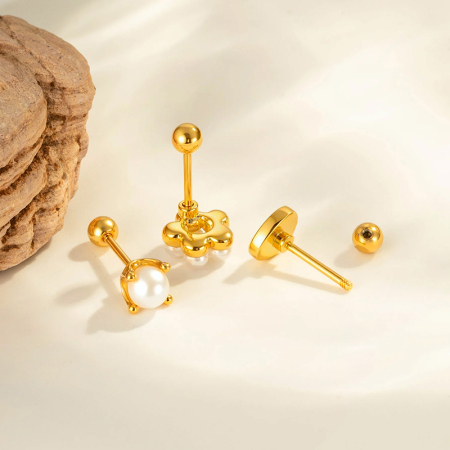 Boucle d'oreille piercing en forme de cœur en cuivre doré et zircon 2