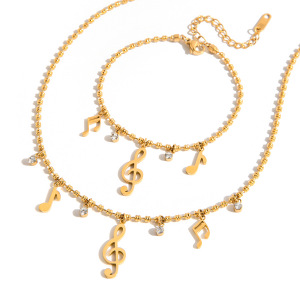 Ensembles De Bijoux Pour Femmes En Acier Inoxydable Étanche Couleur Or, Personnalisables Avec Des Notes. h5 Image9