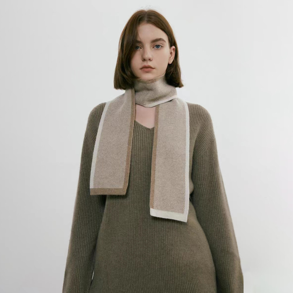 Écharpe D'Hiver Simple En Polyester Patchwork Pour Femme, 1 Pièce Image2