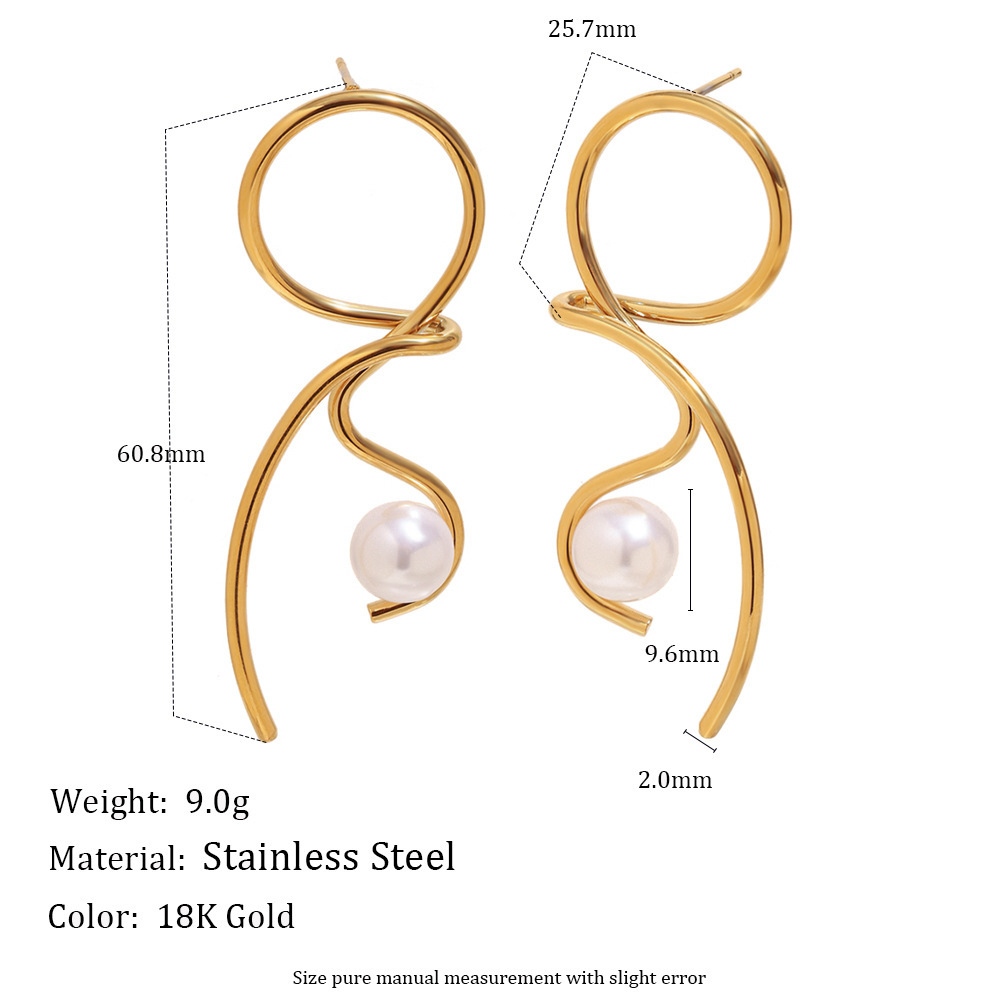 Boucles D'Oreilles Pendantes Pour Femme, En Acier Inoxydable Doré, Imperméables, De Forme Irrégulière (1 Paire). Image2