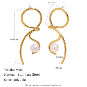 Boucles D'Oreilles Pendantes Pour Femme, En Acier Inoxydable Doré, Imperméables, De Forme Irrégulière (1 Paire). h5 Image2