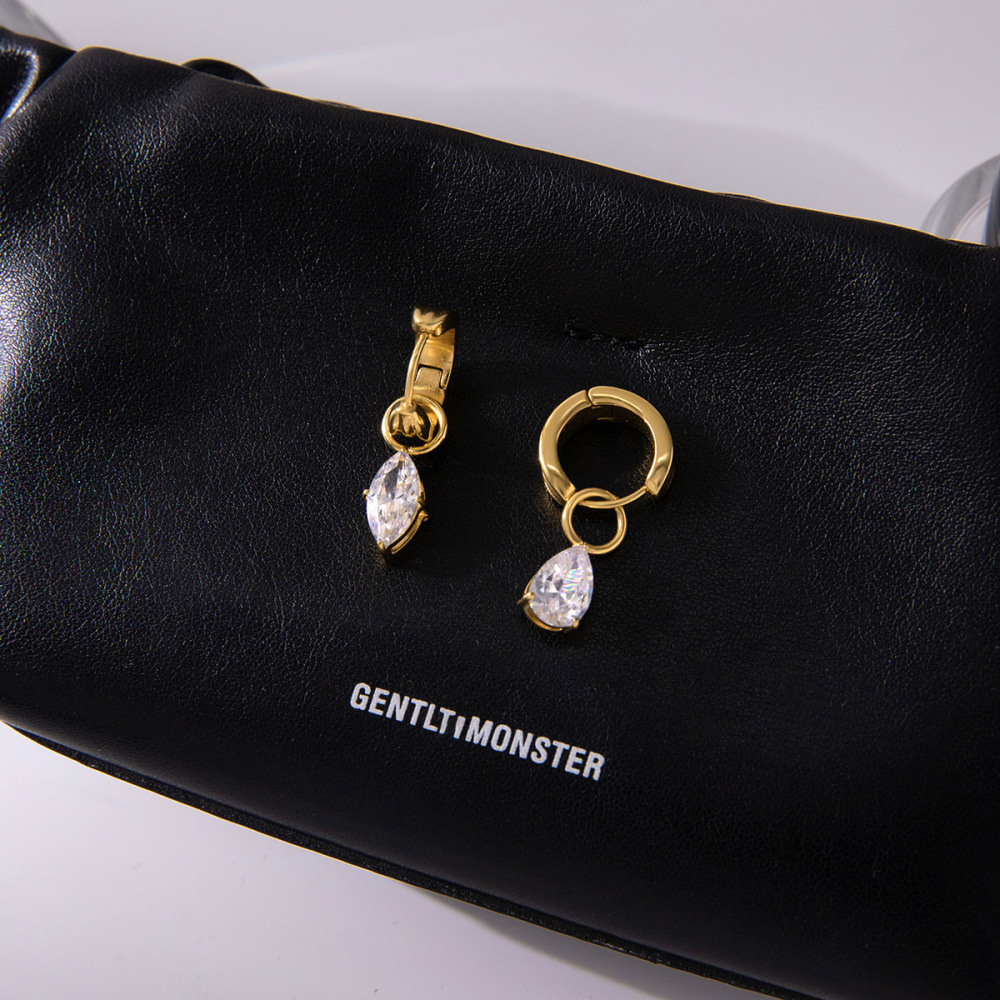 Boucles D'Oreilles Pendantes Luxueuses Pour Femme, En Acier Inoxydable Doré Étanche, Ornées De Zircon, Avec Une Paire De Pierres Précieuses. h5Image6