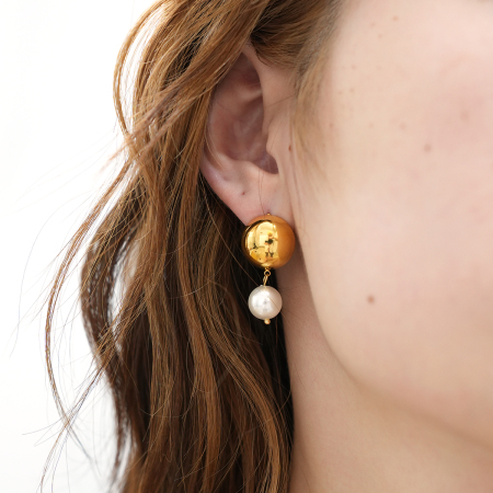 Boucles d'oreilles puces rétro patchwork en acier inoxydable, couleur or, imperméables, pour femme (1 paire) 2
