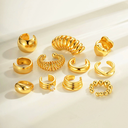 1 pièce de manchettes d'oreilles en cuivre doré et zircon