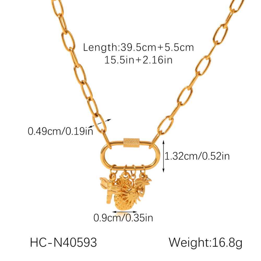 Collier Pendentif Femme En Acier Inoxydable Doré, Motif Animal Du Quotidien (1 Pièce) Image2