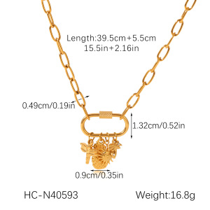 Collier Pendentif Femme En Acier Inoxydable Doré, Motif Animal Du Quotidien (1 Pièce) h5 Image2