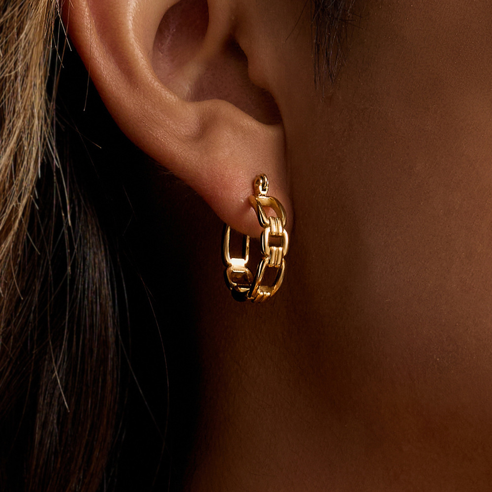 1 Paire De Boucles D'Oreilles Créoles Simples En Acier Inoxydable Imperméable Pour Femme Image3