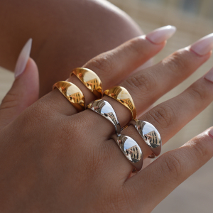 Bague Femme Décontractée, Forme Irrégulière, Acier Inoxydable, Couleur Or, Étanche h5 Image4