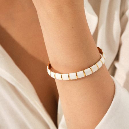 Bracelet pour femme Simple Series Daily Plant en acier inoxydable étanche couleur or (1 pièce)