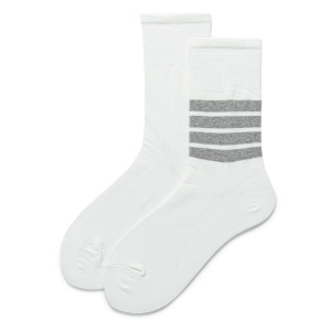 1 Paire De Chaussettes Mi-Mollet En Coton Rayé Pour Femme h5 Image2