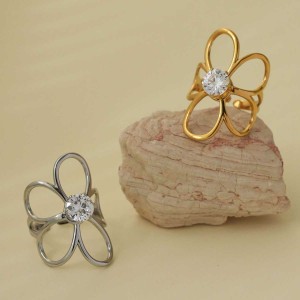 Bague Femme Simple, Collection Daily Flower, En Acier Inoxydable Étanche (1 Pièce). h5 Image6