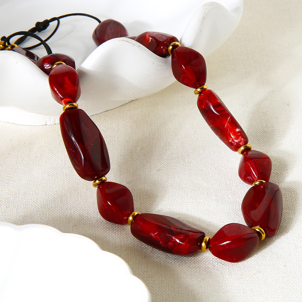 Ensemble De Colliers Rétro En Perles Irrégulières En Acrylique Et Hématite Couleur Or h5Image4