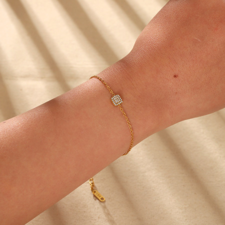 Bracelet chaîne simple pour femme, en acier inoxydable étanche, avec formes rondes et rectangulaires. 2