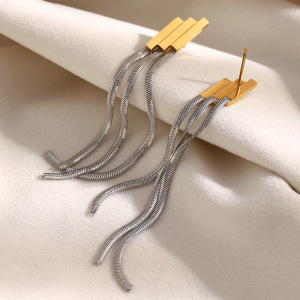 Boucles D'Oreilles Pendantes Pour Femme, En Acier Inoxydable Étanche, Avec Pompon, Couleurs Or Et Argent. h5 Image4
