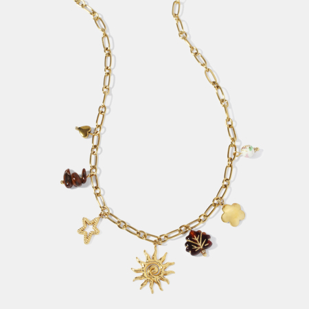 Collier pendentif Sun en acier inoxydable étanche couleur or 2