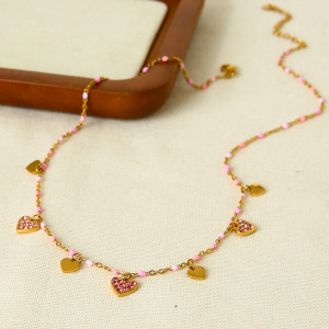 Collier Pendentif Romantique En Acier Inoxydable Étanche En Forme De Cœur Pour Femme (1 Pièce) h5 Image3