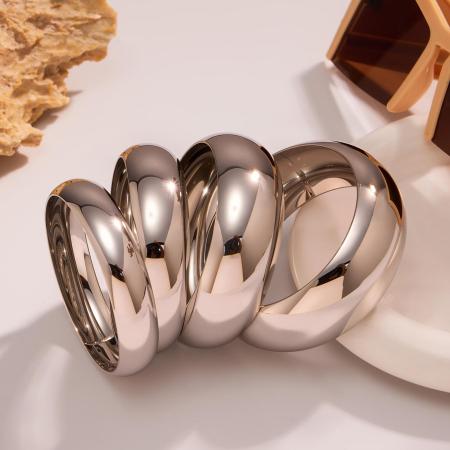 Bracelet minimaliste pour femme, en acier inoxydable uni, étanche (1 pièce) 2