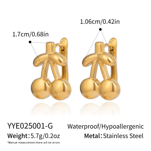 1 Paire De Boucles D'Oreilles Puces En Acier Inoxydable Couleur Or, Étanches, Couleur Cerise Douce h5 
