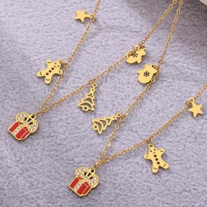 Collier Pendentif Femme En Acier Inoxydable Étanche Avec Zircon, 1 Pièce, Cadeau De Noël h5 Image3