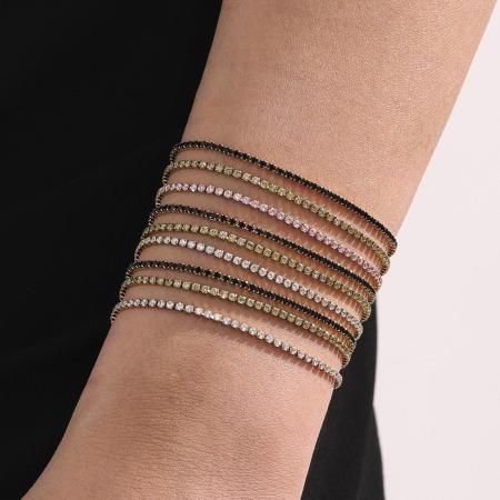 Bracelet à maillons pour femme, en acier inoxydable doré, orné de zircon, avec lignes délicates (1 pièce).