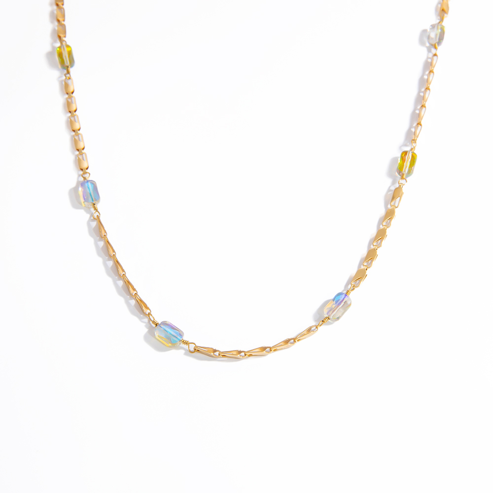 1 Collier Chaîne Femme Simple, Bohème, Forme Irrégulière, En Acier Inoxydable Étanche 