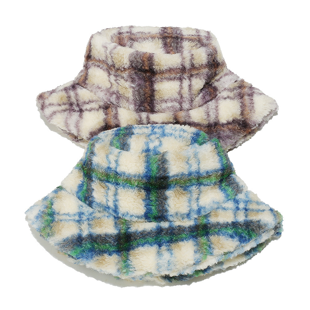 1 Chapeau De Pêcheur Décontracté En Peluche À Carreaux h5Image2