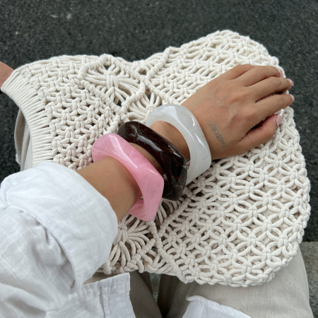 Bracelet jonc rétro en résine de forme irrégulière et dégradé de couleurs, 1 pièce