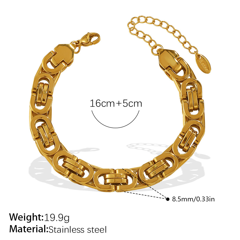 Bracelet À Grosse Chaîne En Acier Inoxydable Étanche Couleur Or (1 Pièce)