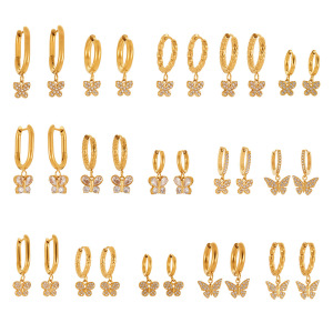 Boucles D'Oreilles Pendantes Pour Femme, Motif Papillon, En Acier Inoxydable Étanche, Couleur Or (1 Paire). h5 Image7