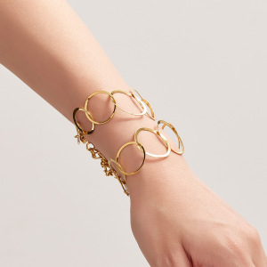 Ensembles De Bijoux Pour Femmes Casual Circle En Acier Inoxydable Étanche Couleur Or h5 Image3