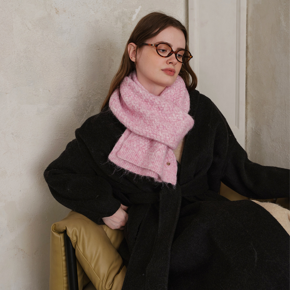 Écharpe D'Hiver Élégante En Polyester À Carreaux Pour Femme, 1 Pièce