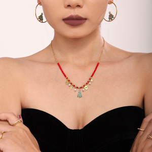 Colliers Pendentifs Pour Femmes En Acier Inoxydable Doré, Ornés D'Un Zircon Et Représentant Un Sapin De Noël Classique h5 Image4