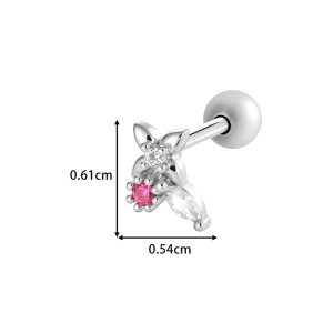 Boucle D'Oreille Piercing En Forme De Cœur Et De Papillon En Cuivre Et Zircon Couleur Or h5 Image2