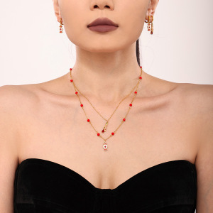 Ensembles De Bijoux Pour Femmes En Acier Inoxydable, Étanches, Couleur Or Et Grenat, Motif Noël h5 Image3