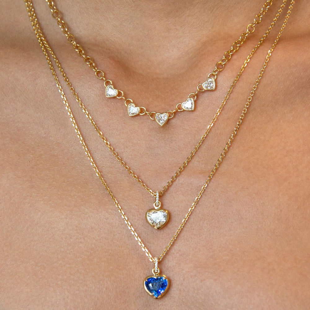 Collier Pendentif Femme Daily Heart En Acier Inoxydable Étanche Couleur Or Avec Zircon (1 Pièce) Image4