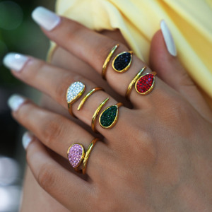 Bague Femme Décontractée En Acier Inoxydable Étanche, Forme Irrégulière, Style Goutte D'Eau. h5 Image11